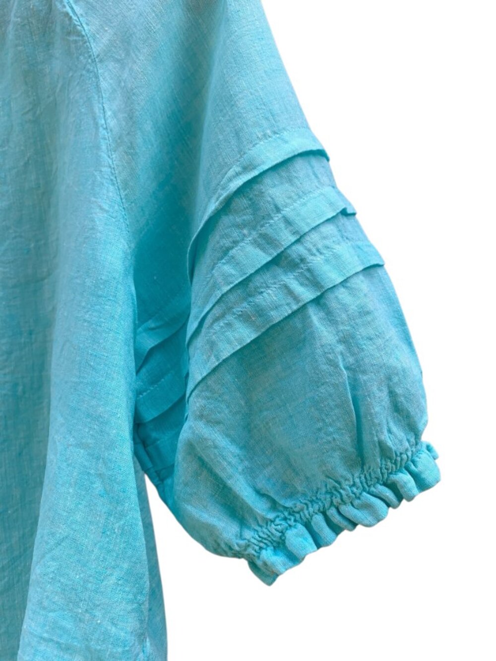 Talbots Light Turquoise Linen Top Womens Size M - Picture 5 of 7
